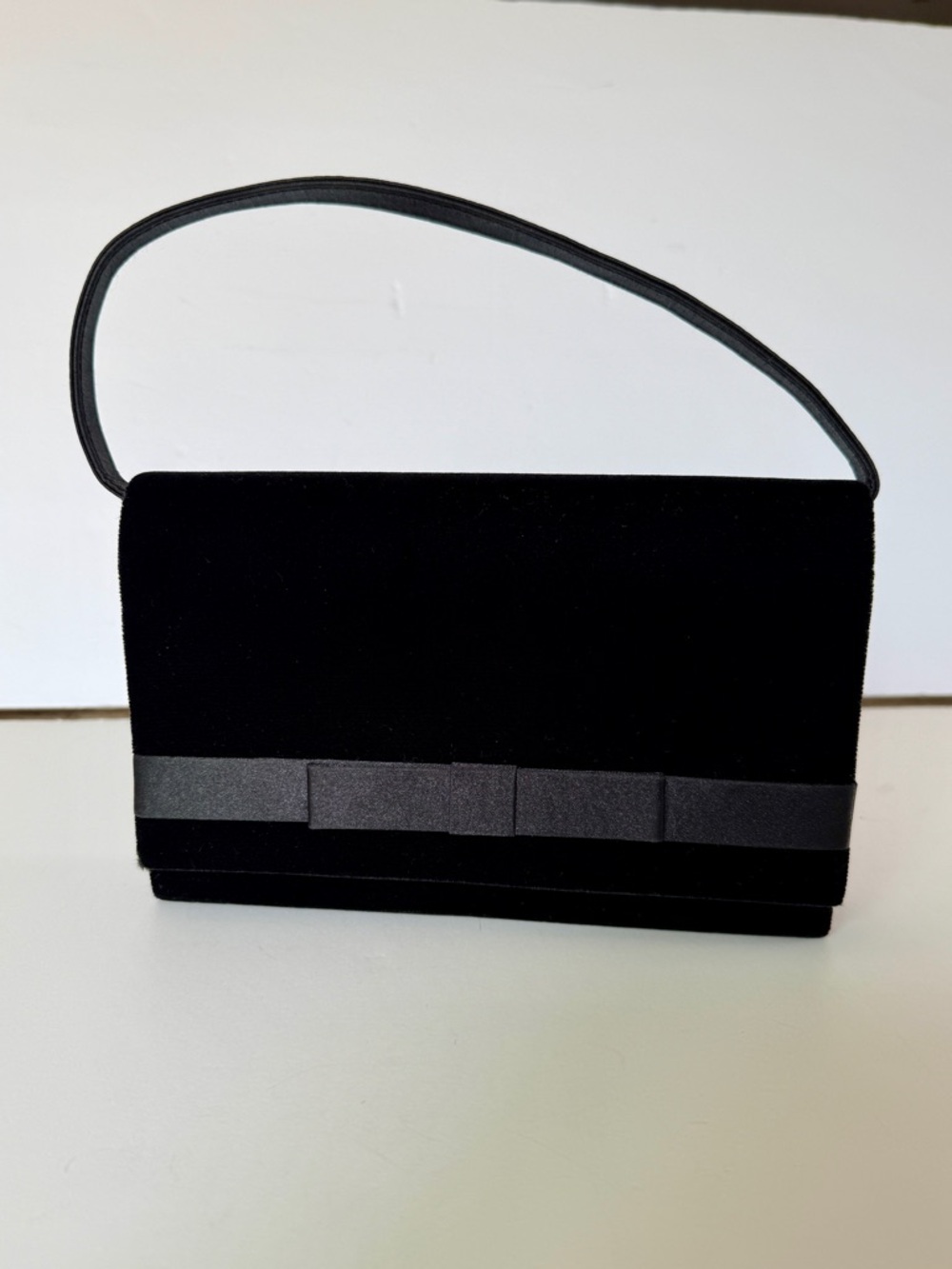 Black Velvet Evening  Bag with Bow Accent